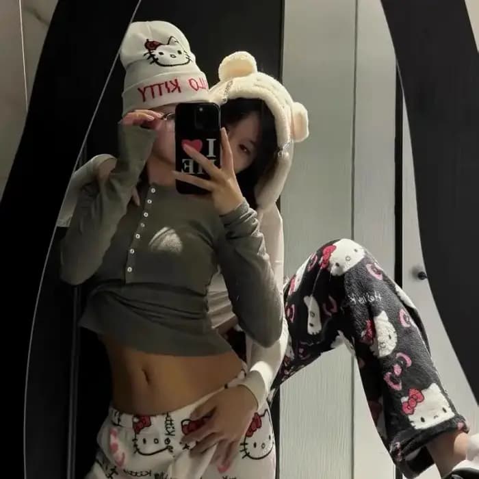 Pyjama Hello Kittys en flanelle pour femme
