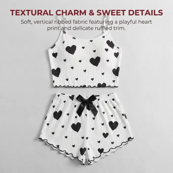 Ensemble de pyjama pour femme Fashion Love Heart
