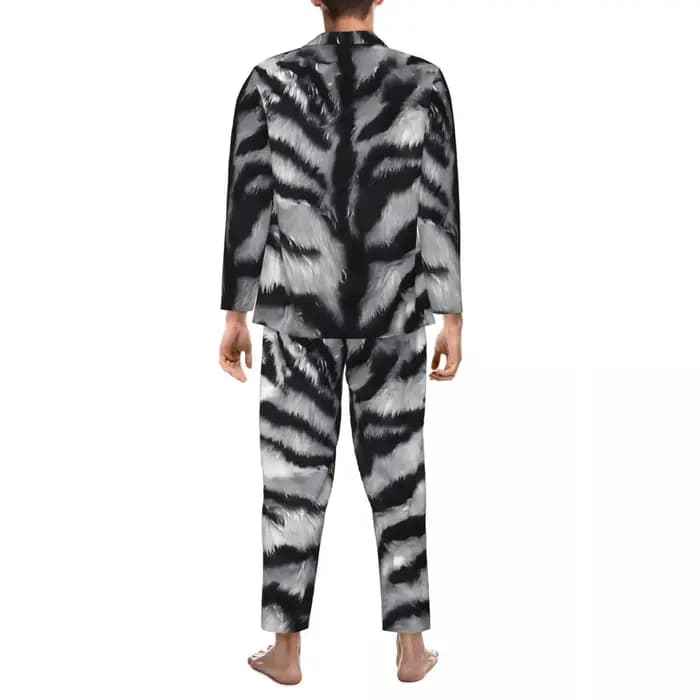 Pyjama 2 pièces imprimé tigre blanc pour homme