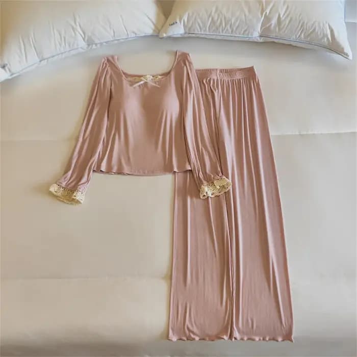 Ensemble pyjama femme Modal confort vêtements de nuit à manches longues dames tenue