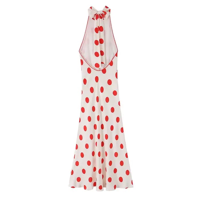 Robe longue à pois pour femme