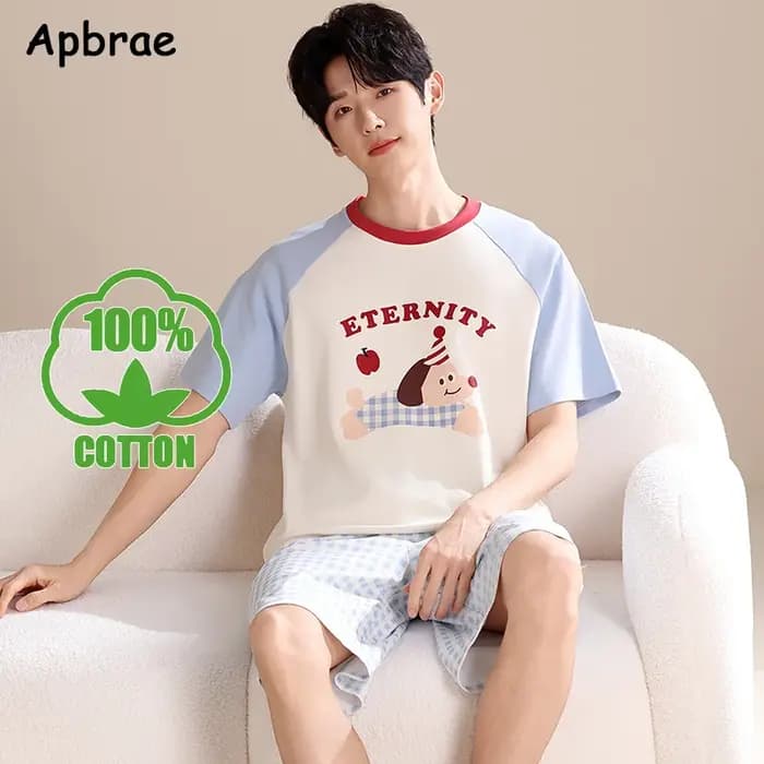 Kawaii jeunesse hommes pyjamas mignon chiot impression vêtements de nuit