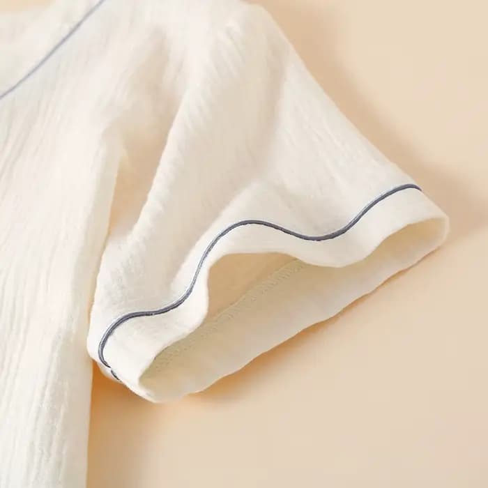 Pyjama en gaze de coton pour femmes, col en v, manches courtes, short, ample, décontracté, vêtements de maison, été, 2025