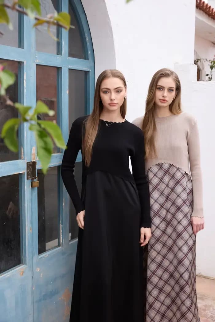 Ensemble robe en satin élégante AS SS26 Luxe + haut en tricot pour femme