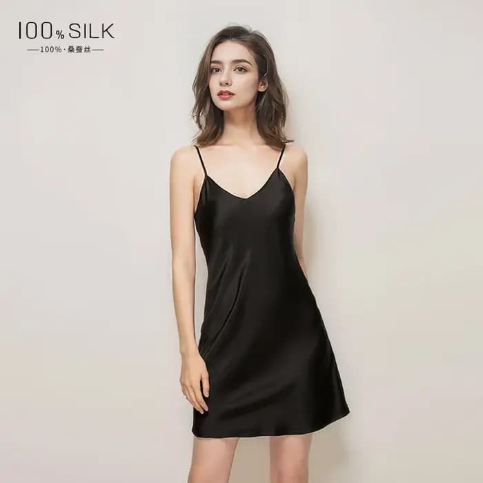 AYUNSUE Robe de Nuit en Soie de Mûrier 100% Véritable 16mm pour Femme