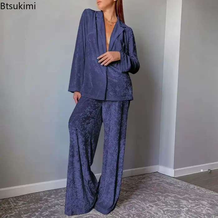 Nouveau velours Beige 2 pièces ensembles de vêtements de maison hiver hauts à manches longues et pantalons taille haute