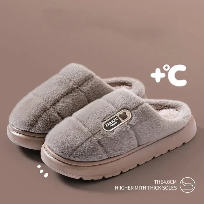 Pantoufles d'Hiver en Coton pour Homme et Femme, Chaussures Chaudes à Semelle Optique, Antidérapante