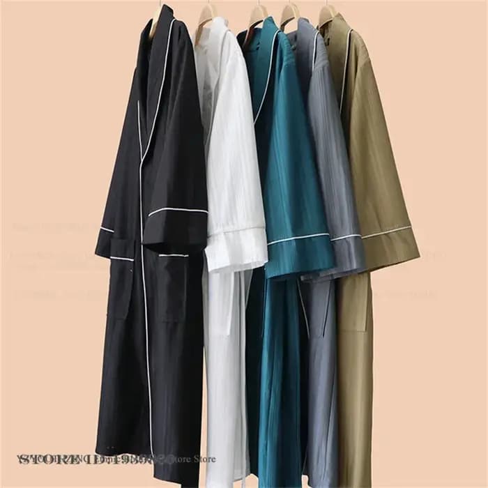 Coupe Robe à manches longues printemps automne peignoir Kimono Robe vêtements de salon vêtements de nuit de luxe décontracté Homewear vêtements de nuit avec poche