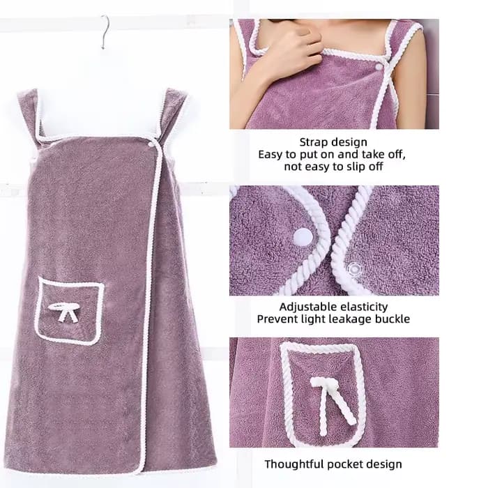 Robe de bain en tissu éponge ajustable pour femmes grandes tailles - Robe de bain douce et mignonne avec nœud, portable, avec poche pour la maison
