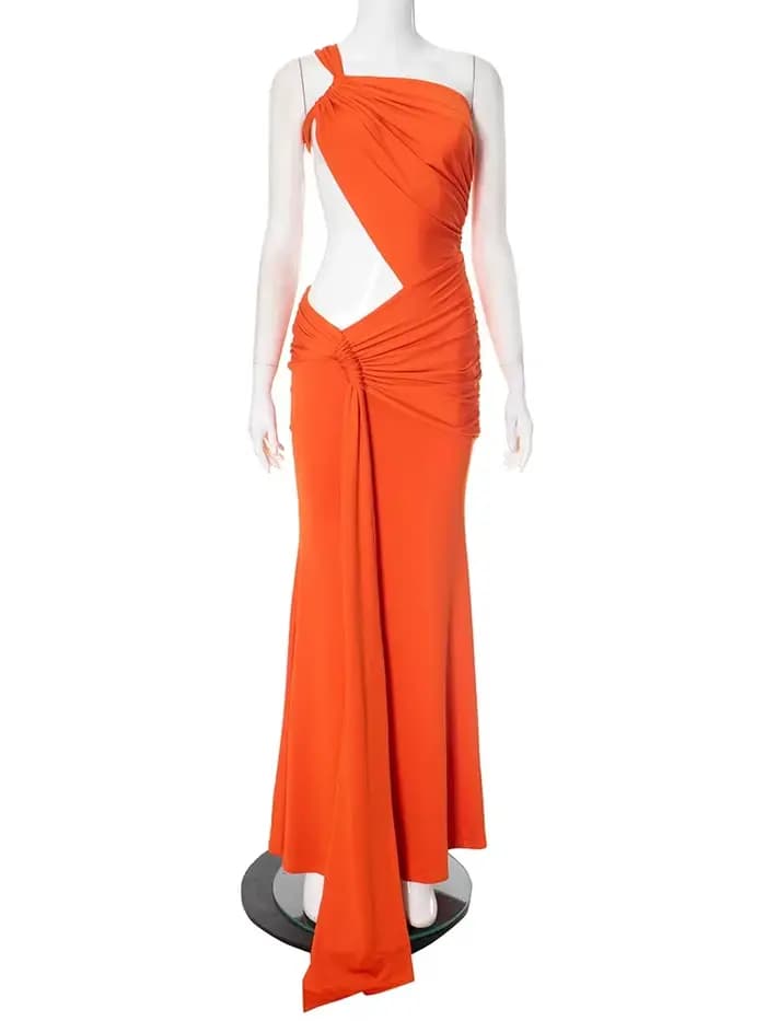 Robe dos nu asymétrique à une épaule pour femme