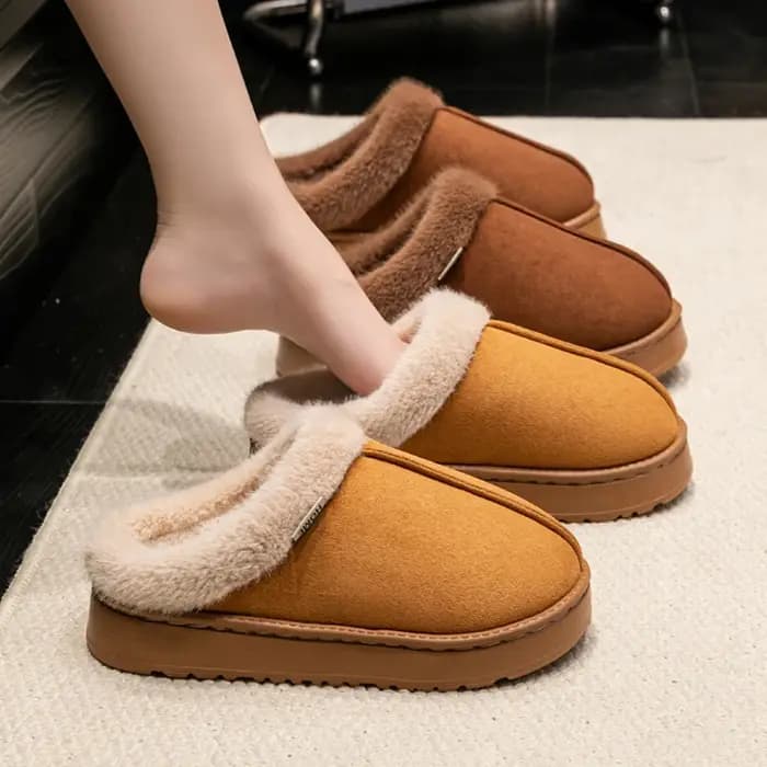 Pantoufles polaires avec doublure en fourrure pour femmes