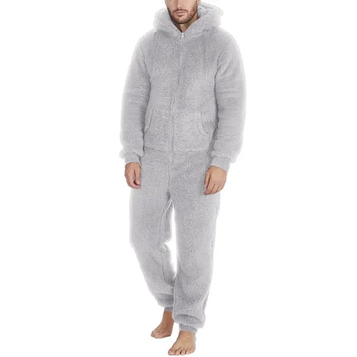 Pyjama à Capuche avec Fermeture Éclair sur le Devant pour Homme