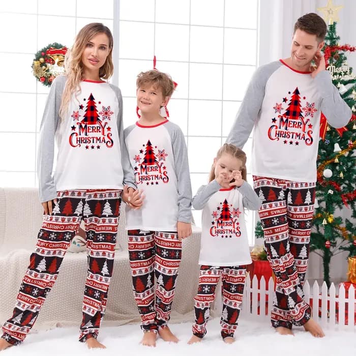 Noël famille correspondant tenues maman papa enfants 2 pièces pyjamas ensemble bébé barboteuses déco