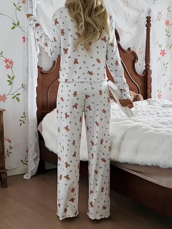Ensemble de pyjama imprimé ours mignon pour femme