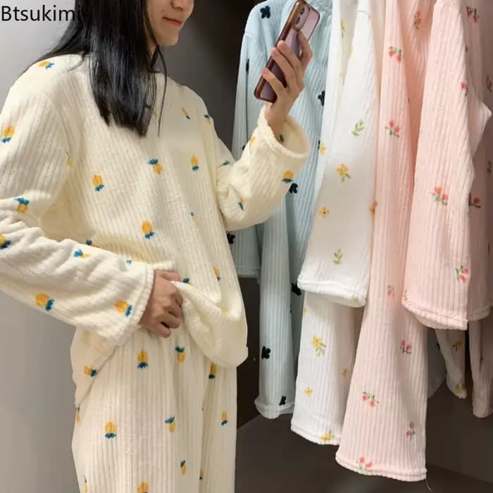 Pyjama chaud d'automne et d'hiver pour femmes