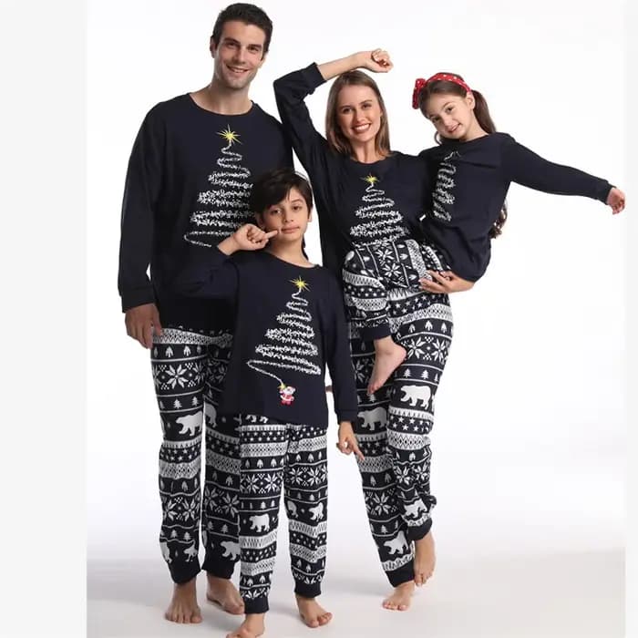Nouvelle famille correspondant pyjamas noël Parent-enfant mère fille coton costume printemps automne père fils dessin animé haut pantalon ensemble