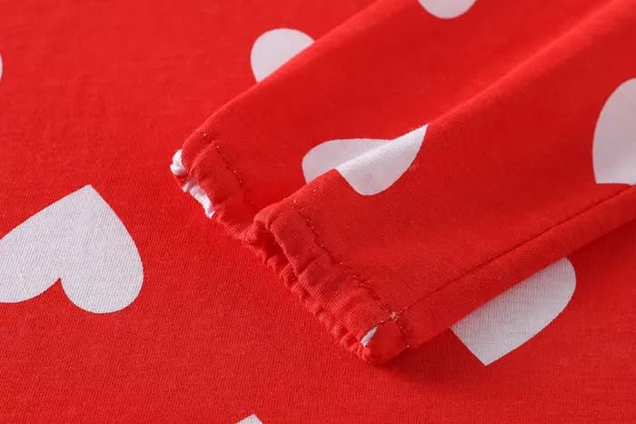 Ensemble pyjama rouge à manches longues et pantalon long en forme de cœur pour filles de 1 à 8 ans