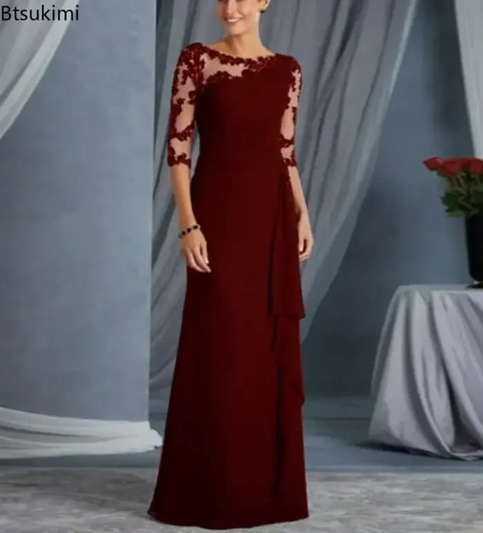Robe longue en dentelle pour femmes