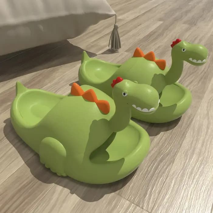 Pantoufles d'été en forme de dinosaure pour femmes, chaussures d'extérieur et d'intérieur, semelle s