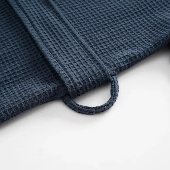 Peignoir pour hommes Premium - Tissage gaufré 100 % coton en bleu saphir avec col en V et ceinture à nouer Robe kimono gaufrée de luxe - Respirant