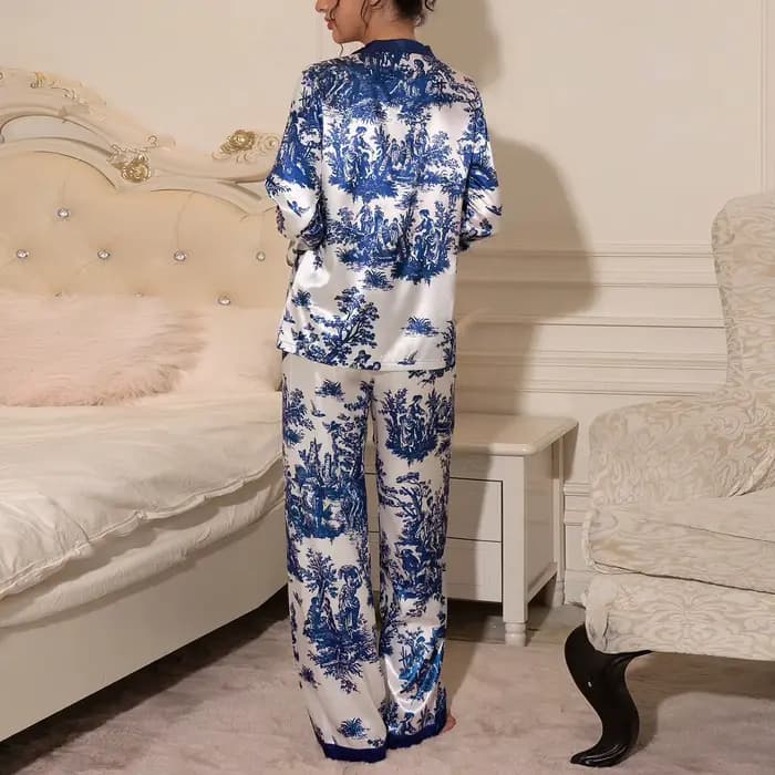 Pyjamas à manches longues femmes femme pyjama ensemble vêtements de maison