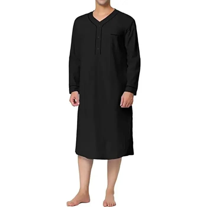 Pyjama décontracté à manches longues et col en v pour homme