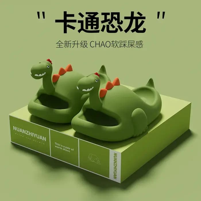 Pantoufles d'été en forme de dinosaure pour femmes