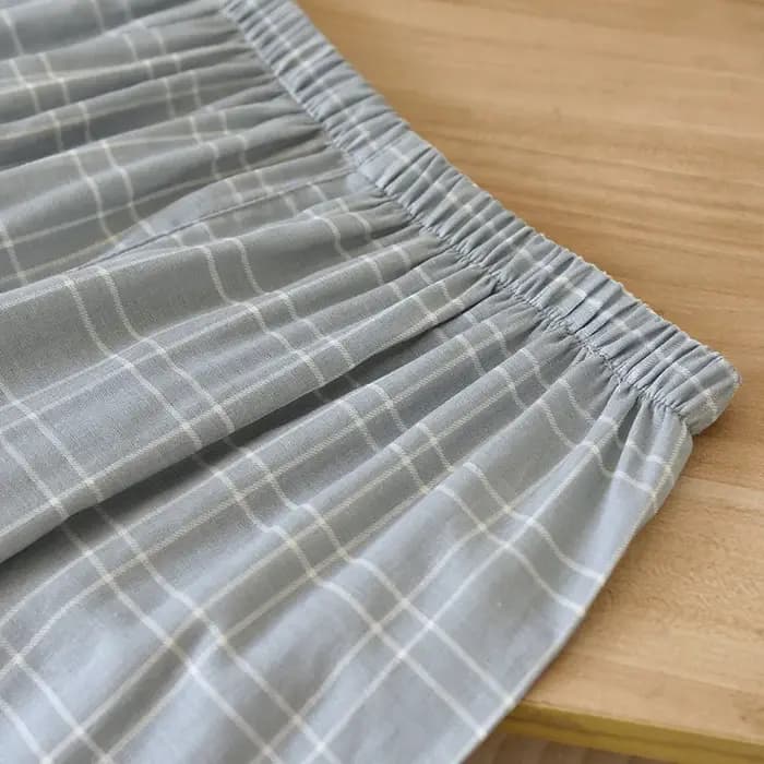 Ensemble de pyjama pour homme en coton gazeux à manches longues et pantalon, design à carreaux décontracté, taille plus, pyjama homme