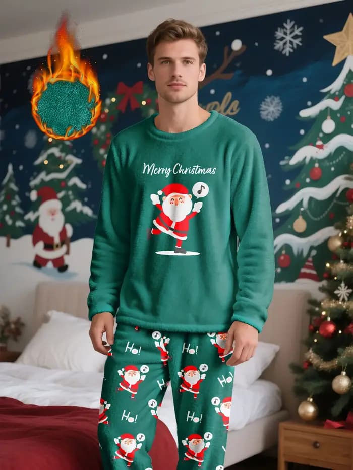 Ensemble pyjama en polaire pour homme sur le thème de Noël
