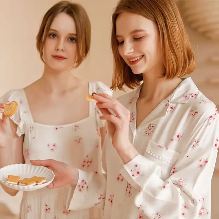 Ensemble pyjama à fleurs élégant de Style français pour femmes