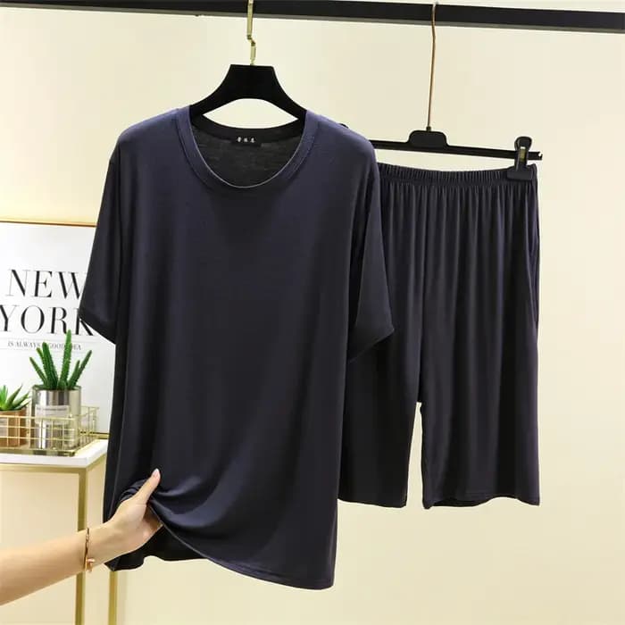 L-6XL grande taille pyjamas amples pour hommes Modal doux à manches courtes demi-longueur pantalon ensemble été salon