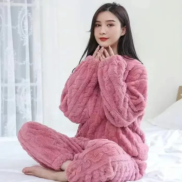 Pyjama chaud Jacquard en velours corail
