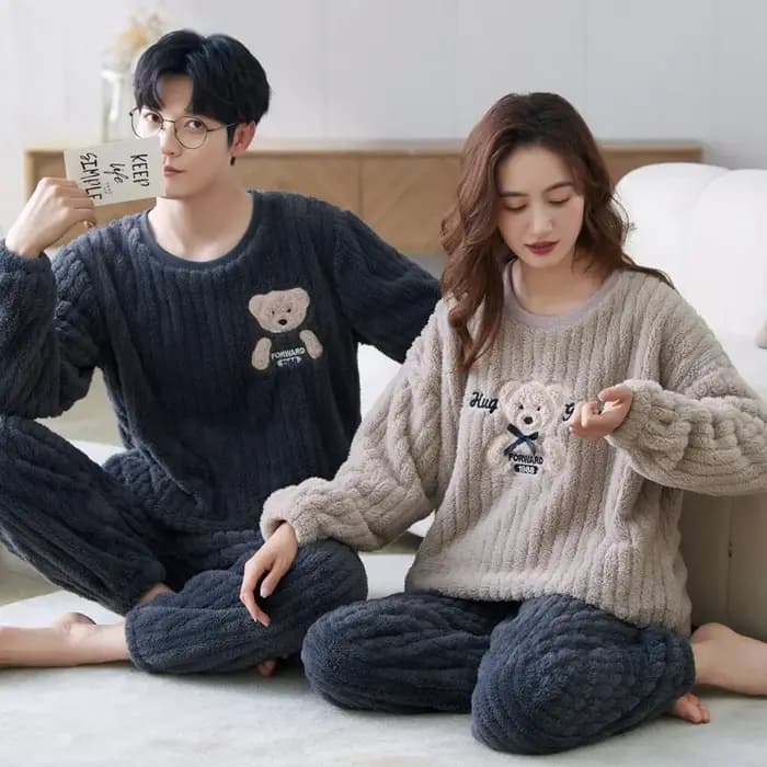 Ensembles de pyjamas de dessin animé coréen pour hommes et femmes