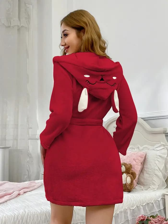 Automne hiver femmes Robe de bain moelleux en peluche pyjamas dames Sexy à capuche