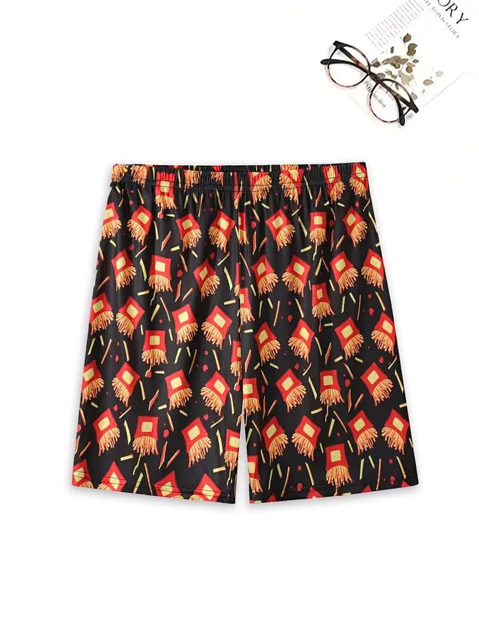 Un ensemble de pyjamas décontractés imprimés avec des motifs de frites