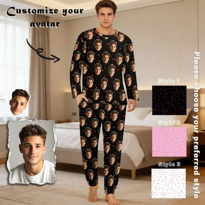 Pyjamas personnalisés, pyjamas de famille personnalisés, pyjamas avec portrait de chien, cadeau pour