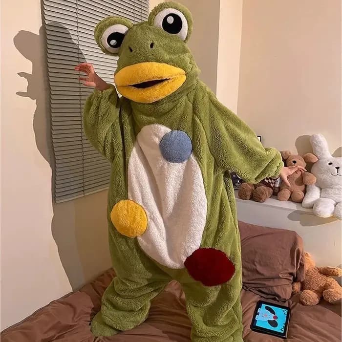 Dessin animé grenouille Kigurumi licorne hiver pyjamas Onesie pyjama Costumes pour Halloween carnaval Cosplay femmes hommes fête pantoufle
