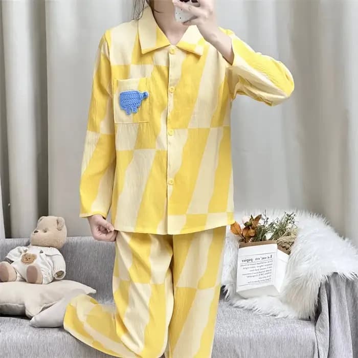 Nouvel ensemble de pyjama pour femme en coton à motif dessin animé
