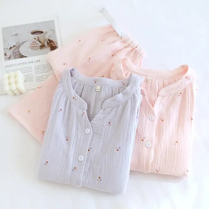 Pyjama d'Allaitement en Coton à Manches sulfpour Femme Enceinte