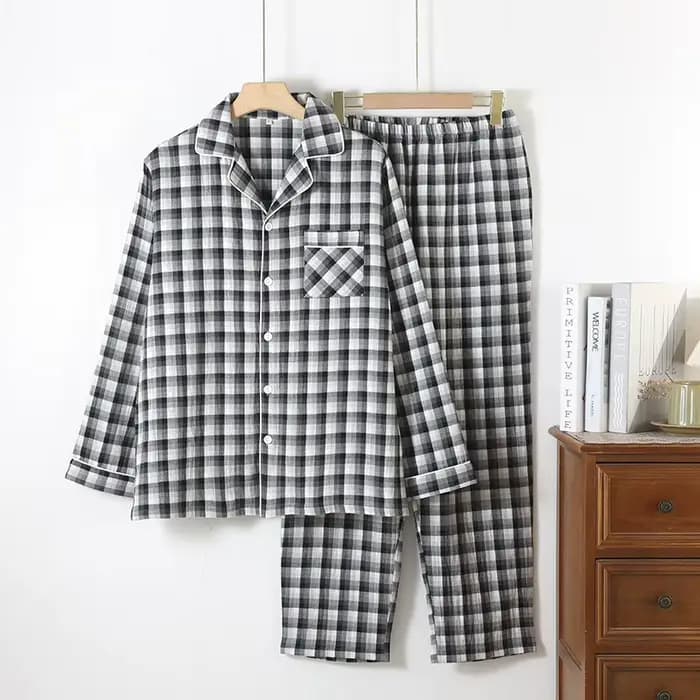 Couples pur coton maison costume femmes pyjamas ensemble vêtements de nuit rétro Floral été à manches courtes 3 pièces
