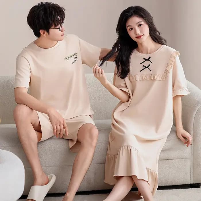 Le plus récent Couple pyjama ensemble été 100% coton Pyjamas hommes Pijamas femmes chemise de nuit