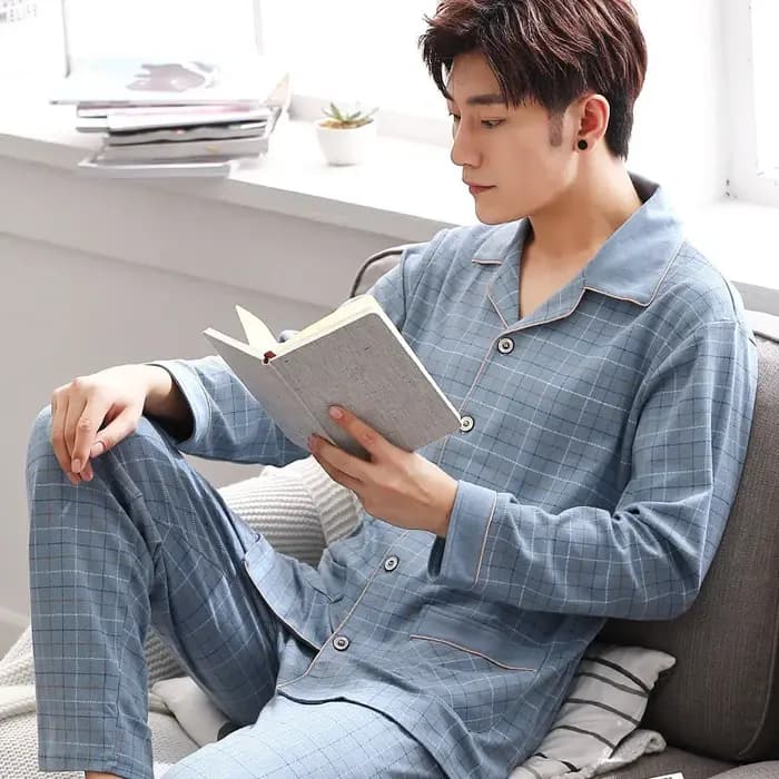 Pyjamas hommes printemps et automne hiver 100% coton à manches longues grande taille vêtements de nuit de loisirs