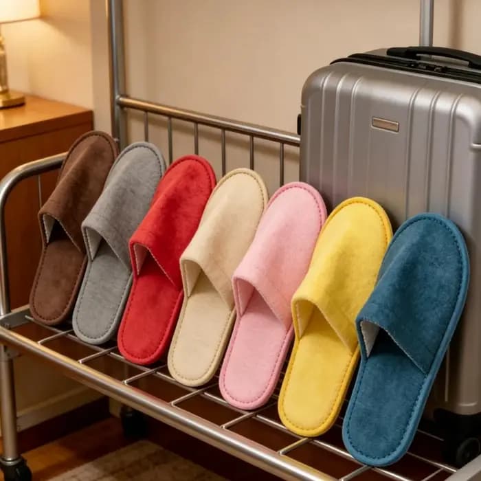 Ensemble quatre saisons de pantoufles d'hôtel à bout fermé antidérapantes