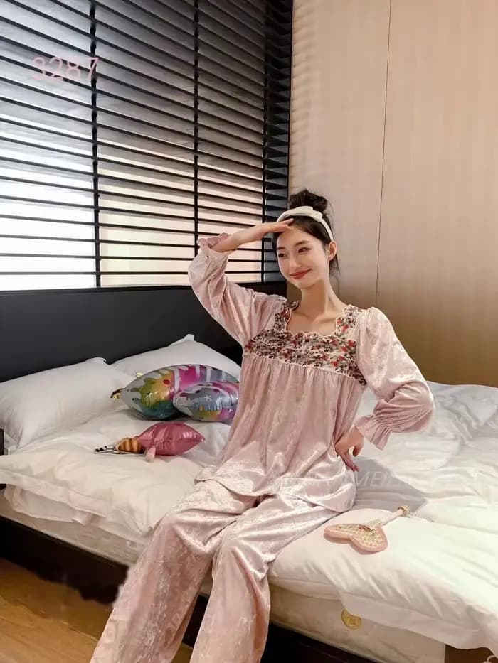 Hiver femme Pyjamas nouveau chaud or velours ensemble de vêtements de nuit printemps automne maison
