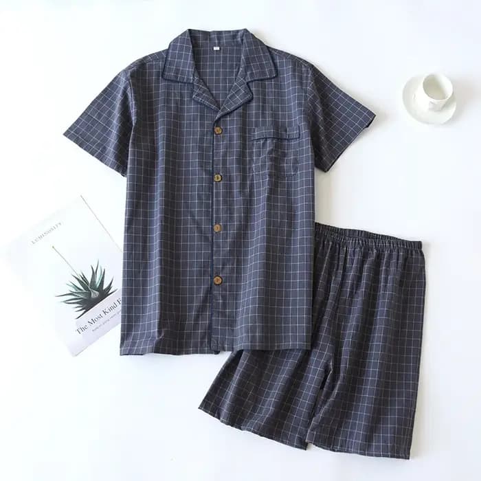 Ensemble de pyjama en coton à carreaux pour hommes