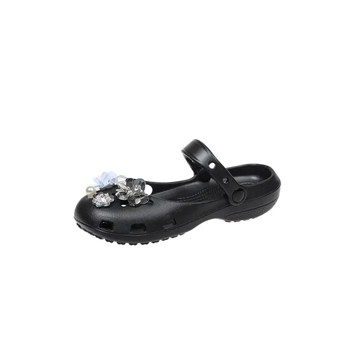 Mumoresip Chaussons d'été pour filles, motif fleur, pour tout-petits, décontractés, à enfiler, à bou