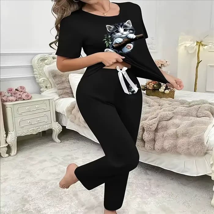 Ensemble de pyjama noir pour femme