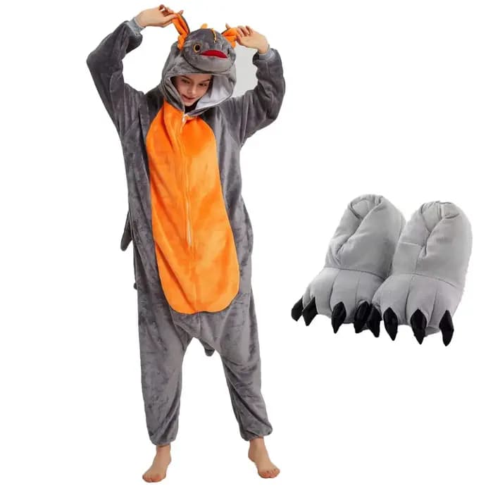 P-jTIME-Pyjama sans Dents avec Chaussures pour Femme Adulte