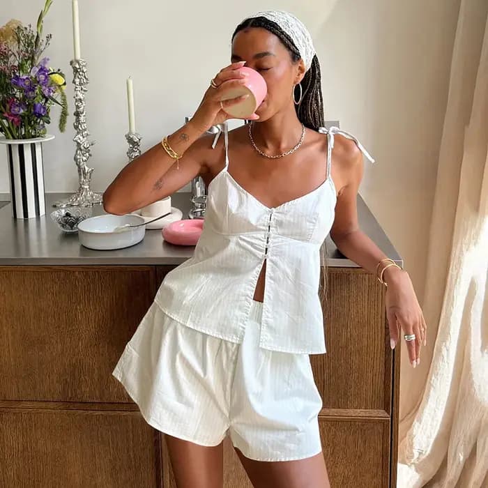 Pyjama rayé style Ins pour femme