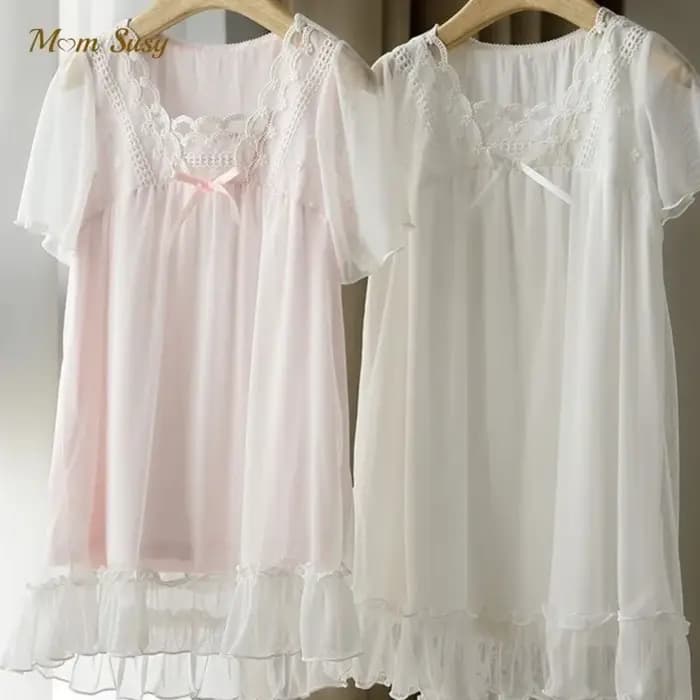 Robe de nuit princesse en dentelle de coton pour bébés filles